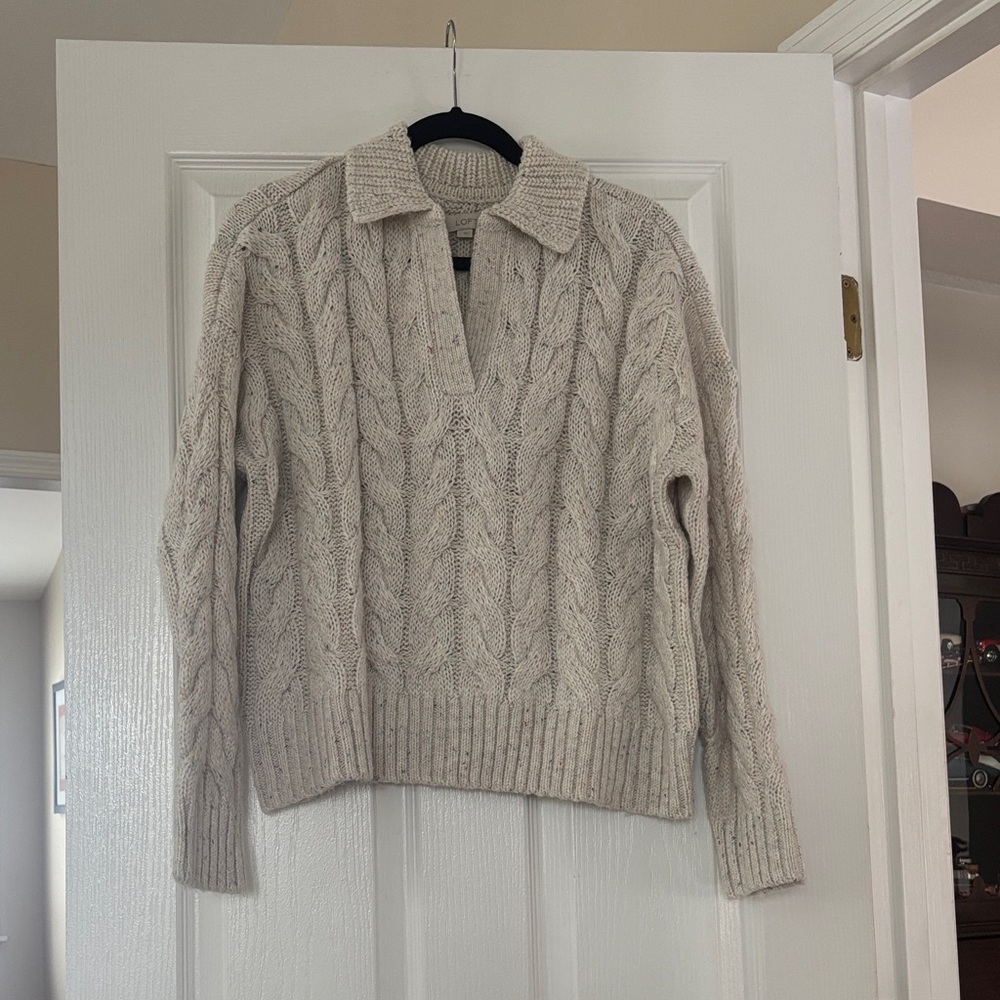 LOFT Cream Knit Sweater